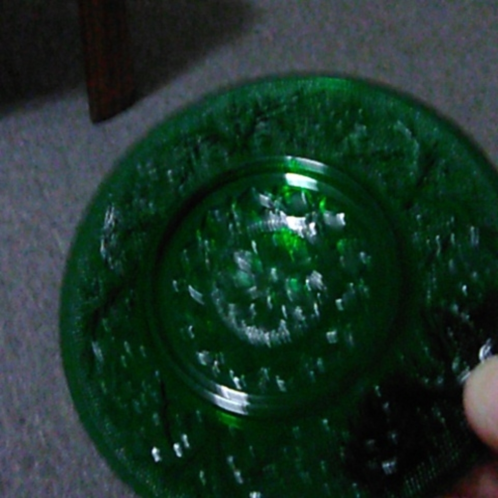 Vintage fire king hocking forest green charm custard liner